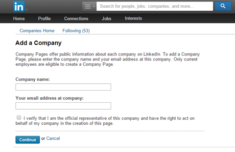 Here's where you add your company details to your LinkedIn business page